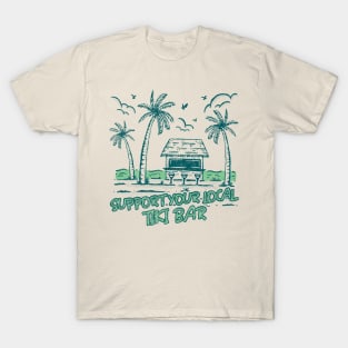 Support Your Local Tiki Bar Vintage Palm Tree on the Beach Vibe T-Shirt